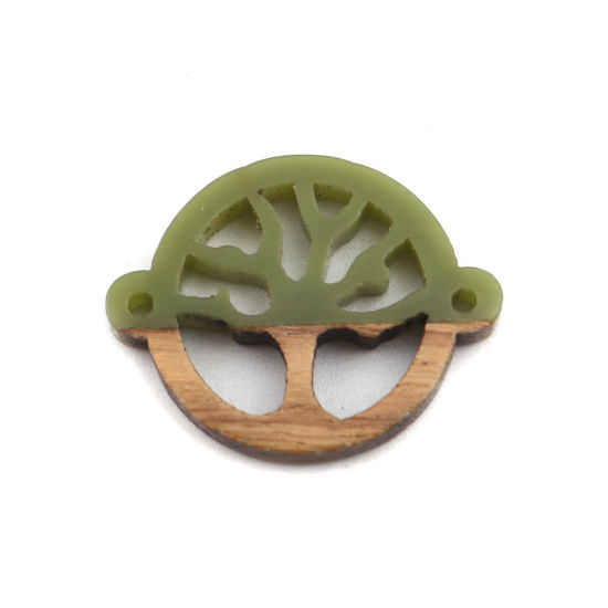 Imagen de Madera+Resina Conectores Ronda Verde Árbol Hueco 23mm x 18mm, 5 Unidades
