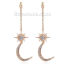 Imagen de Ear Jacket Stud Pendientes Chapado en Oro Luna Media Flor Transparente Rhinestone 95mm x 32mm, 1 Par