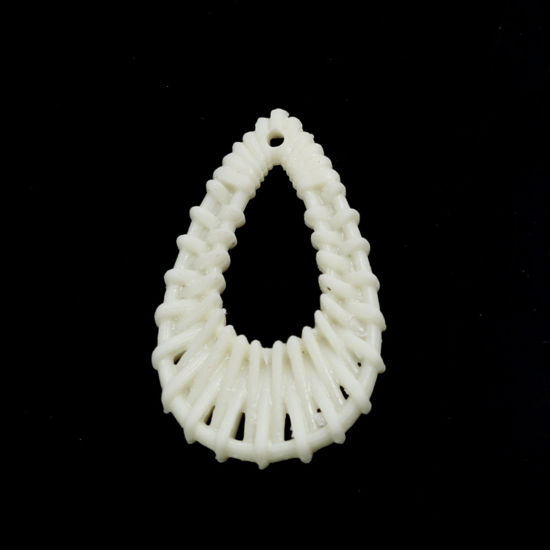 Picture of Resin Connectors Drop White Woven 32mm x 20mm, 10 PCs