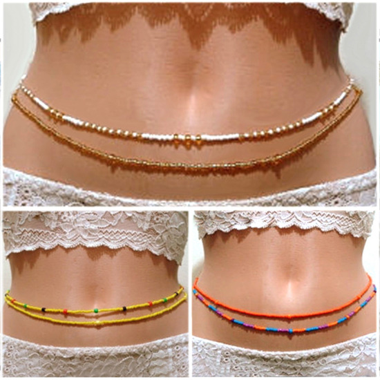 Bild von Boho Chic Böhmen Perlen geschichtete Körper Taille Bauchkette Halskette mehrfarbig