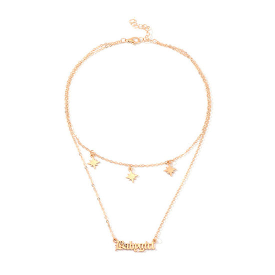 Picture of Multilayer Layered Necklace Gold Plated Star 36cm(14 1/8") long, 1 Piece