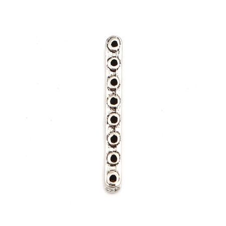 Zamak Conectores Rectángulo Plata Antigua 26mm x 4mm, 20 Unidades
