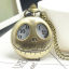 Picture of Pocket Watches Halloween Antique Bronze Skeleton Skull Pattern Battery Included 80cm long, 1 Piece