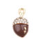Picture of Zinc Based Alloy Charms Acorn Gold Plated Coffee Enamel Clear Rhinestone 19mm x 10mm, 5 PCs