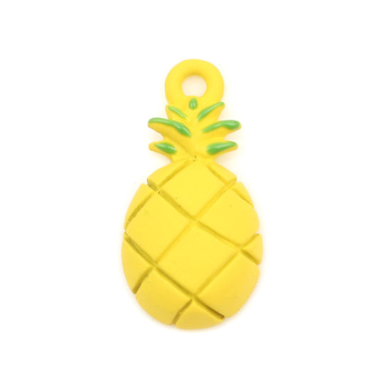 Immagine di Lega di Zinco Charms Ananas Giallo Pittura 20mm x 10mm , 5 Pz