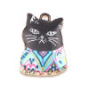 Imagen de Zamak Colgantes Charms Gato Chapado en Oro Multicolor Esmalte 20mm x 14mm, 10 Unidades