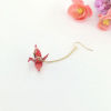 Picture of Brass Earrings Gold Plated Red Origami Crane 65mm, 1 Piece                                                                                                                                                                                                    