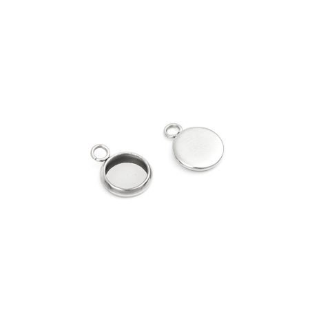 Stainless Steel Charms Round Disc Cabochon Settings