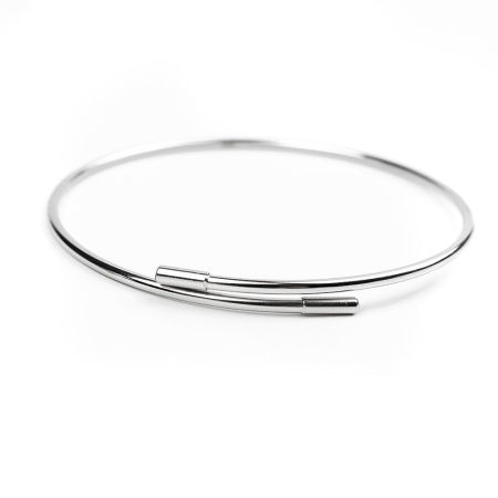 Apprêts de Bracelets en 304 Acier Inoxydable Colonne Argent Mat Réglable 21cm Long, 1 Pièce