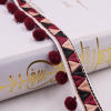 Image de Pompon Garniture en Polyester Vin Rouge Triangle 20mm, 1 Yard