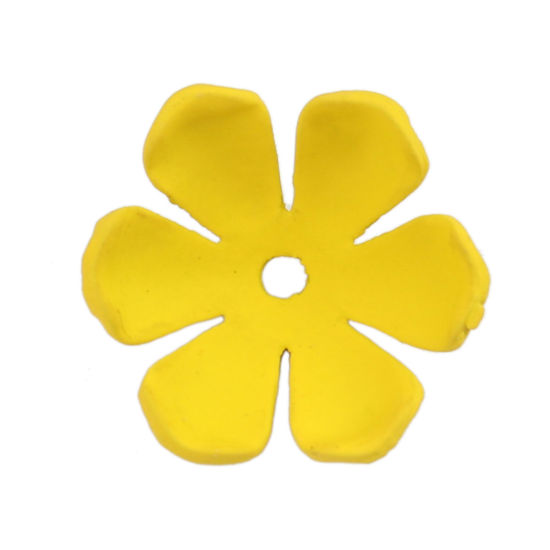 Image de Coupelles en Alliage de Zinc Fleur Jaune (Convenable à Perle 20mm Dia.) 20mm x 17mm, 2 Pcs