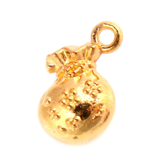 Bild von Zinklegierung Charms Tasche Vergoldet Blumen 15mm x 12mm, 20 Stück