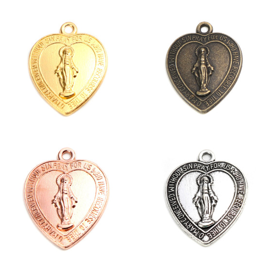 Picture of Zinc Based Alloy Charms Heart Gold Plated Jesus 22mm x 17mm, 20 PCs
