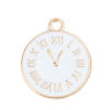 Picture of Zinc Based Alloy Double Sided Charms Clock Gold Plated White Enamel 17mm x 14mm, 20 PCs