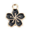 Imagen de Zamak Colgantes Charms Flor Chapado en Oro Negro Esmalte 15mm x 12mm, 20 Unidades
