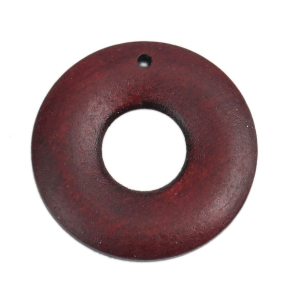 Bild von Holz Anhänger Ring Rotbraun Hohl 3cm D., 10 Stück