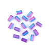 Imagen de Vidrio Cuentas Rectángulo, Azul & Fucsia Dos Colores Sección Aprox 8mm x 4mm, Agujero: Aprox 1.5mm, 50 Unidades
