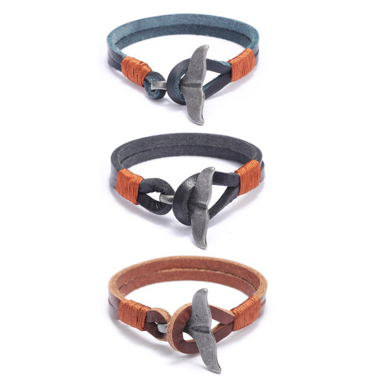 Bild von Rindleder Geflochtene Armbänder Livid Walflosse 19.5cm lang, 1 Strang