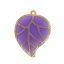 Imagen de Latón & Resina Colgantes Charms Chapado en Oro Púrpura Hoja 26mm x 19mm, 5 Unidades