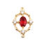 Immagine di Ottone Connettore Ovale 18K Vero Oro Placcato Filigrana Rosso Strass 18mm x 12mm, 2 Pz