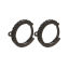 Picture of Brass Ear Clips Earrings Gunmetal Round W/ Loop Black Cubic Zirconia 16mm x 14mm, Post/ Wire Size: (18 gauge), 1 Pair