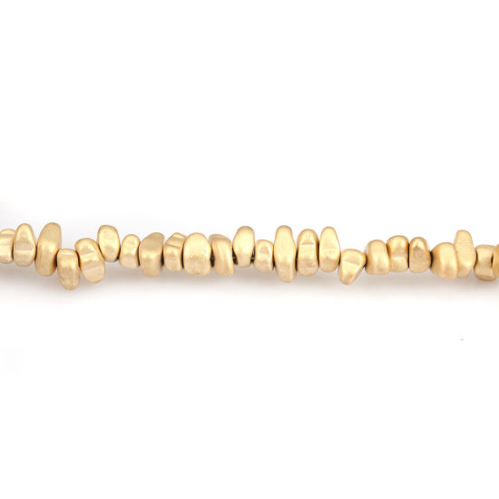 Picture of (Grade B) Hematite ( Natural ) Beads Irregular Champagne Matte About 9mm x 6mm - 6mm x 5mm, Hole: Approx 1mm, 38cm(15") long, 1 Strand (Approx 105 PCs/Strand)