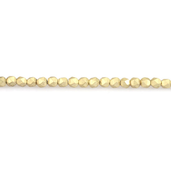 Picture of (Grade B) Hematite ( Natural ) Beads Light Gold Matte About 3mm x 3mm, Hole: Approx 1mm, 40cm(15 6/8") long, 1 Strand (Approx 130 PCs/Strand)