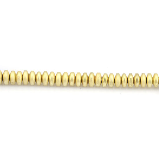 Bild von (Klasse B) Hämatit ( Natur ) Perlen Rund Golden Matt ca. 6mm D., Loch:ca. 1mm, 40cm lang, 1 Strang (ca. 143 Stück/Strang)