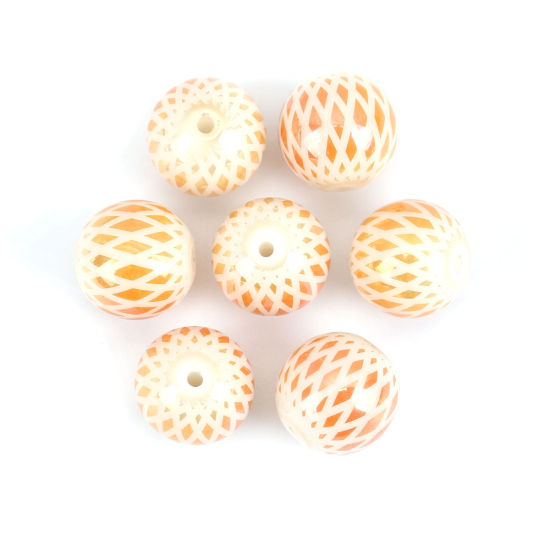 Picture of Glass Beads Round Orange AB Rainbow Color Rhombus About 10mm Dia, Hole: Approx 1.1mm, 20 PCs