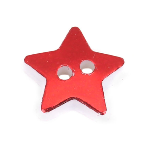 Picture of Resin Sewing Buttons Scrapbooking 2 Holes Pentagram Star Red 13mm x 12mm, 100 PCs