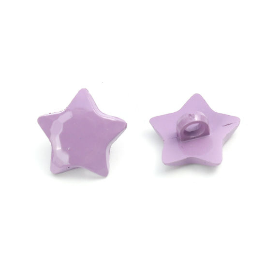 Picture of Acrylic Sewing Shank Buttons Pentagram Star Purple 16mm x 16mm, 50 PCs