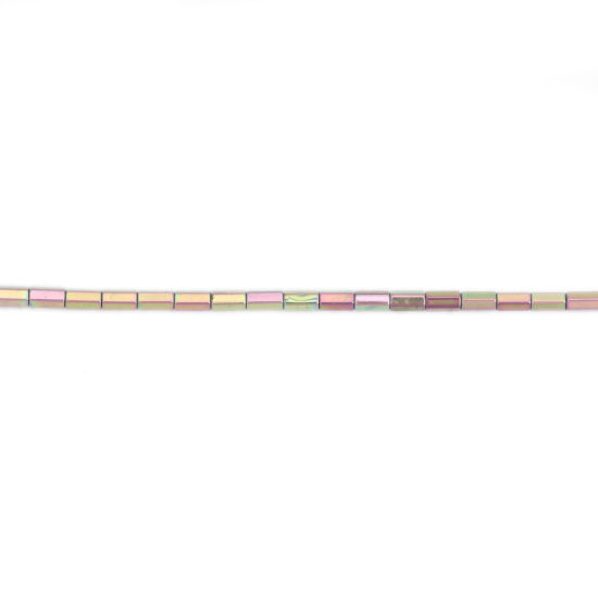 Image de (Classement B) Perles en Hématite （ Naturel ） Prisme Hexagonal Multicolore 5mm x 3mm, Trou: env. 1mm, 40.5cm - 40cm long, 1 Enfilade (Env. 77 Pcs/Enfilade)