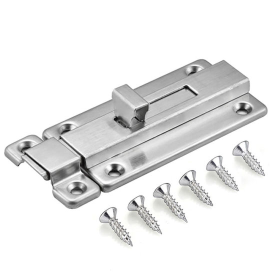 Picture of Silver Tone - Stainless Steel Doors Bolts Doors Sliding Lock Latch For Bedroom Bathroom