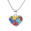 Picture of Children Kids Necklace Multicolor Heart Autism Awareness Jigsaw Puzzle Piece Enamel