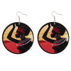 Picture of Natural Wood African Tribal Ethnic Jewelry Earrings Multicolor Round Girl 6cm Dia., 1 Pair