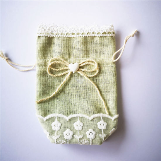 Picture of Light Green - Fabric Drawstring Bags Rectangle，2 Pcs