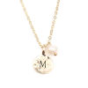 Picture of Pearl Necklace 16K Gold Filled Creamy-White Round Initial Alphabet/ Capital Letter Message " M " 41cm(16 1/8") long, 1 Piece