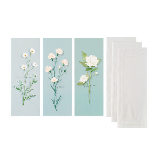 Image de Papier à Lettres en Papier Calque Enveloppe Feuilles de Fleur Bleu-Vert 21cm x 15cm 21.3cm x 7.9cm, 1 Kit ( 6 Pcs/Kit)
