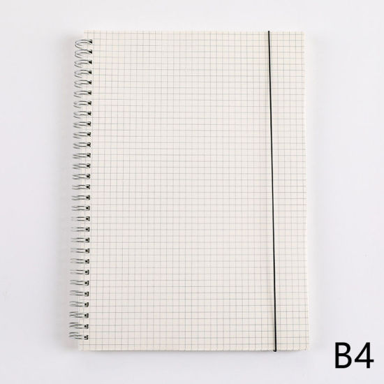 (80枚) 紙 手帳 オフホワイト 長方形 格子柄 26cm x 19cm、 1 冊 の画像
