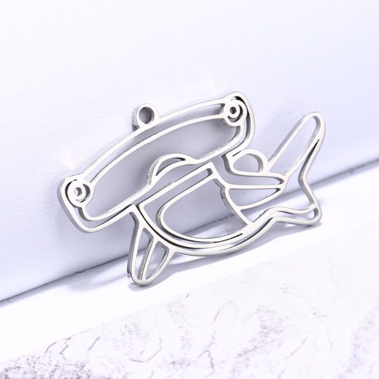Picture of 304 Stainless Steel Pendants Dolphin Animal Silver Tone 34mm x 19mm, 1 Piece