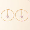 Picture of Hoop Earrings Gold Plated Mauve Circle Ring Butterfly 7cm Dia, 1 Pair