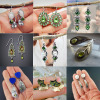 Picture of Birthstone Vintage Retro Earrings Olive Leaf August Imitation Peridot 