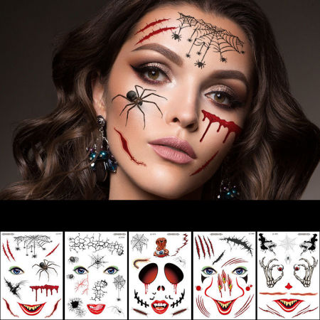 Halloween Removable Waterproof Metallic Temporary Tattoo Sticker Body Art Multicolor Waterproof 1 Sheet