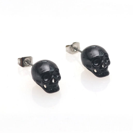 Picture of Halloween Ear Post Stud Earrings Skull