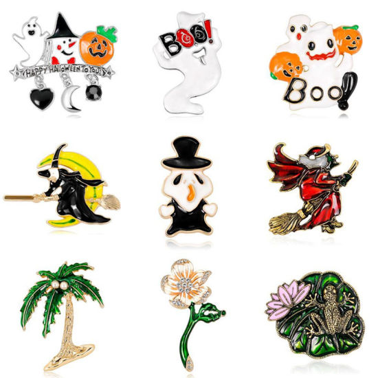 Pin Brooches Pumpkin Halloween Ghost Multicolor 1 Piece の画像