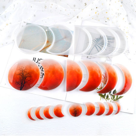 Silicone Resin Mold For Jewelry Making Half Moon Universe Planet
