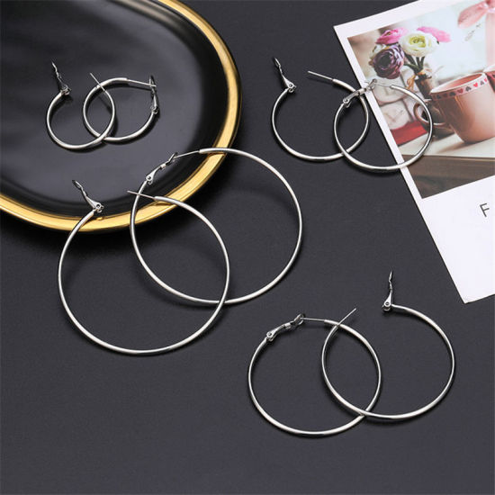 Image de Stainless Steel Hoop Earrings Circle Ring 1 Pair