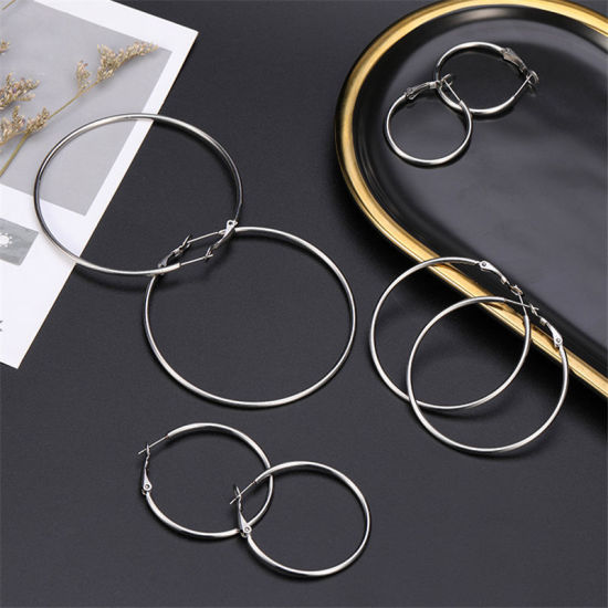 Image de Stainless Steel Hoop Earrings Circle Ring 1 Pair