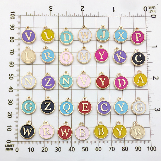 Picture of Zinc Based Alloy Charms Mixed Multicolor Initial Alphabet/ Capital Letter Enamel