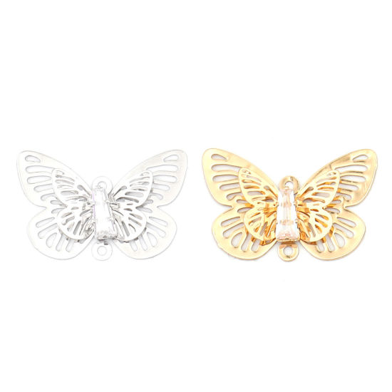Изображение Copper Insect Charms Gold Plated & Butterfly Animal Filigree Stamping Clear Rhinestone